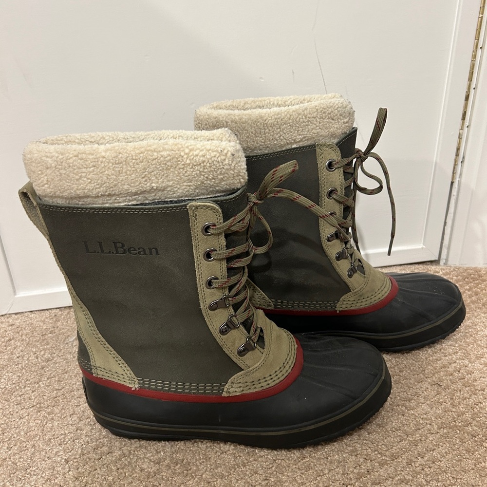 L.L. Bean Olive and Black Snow Boots
